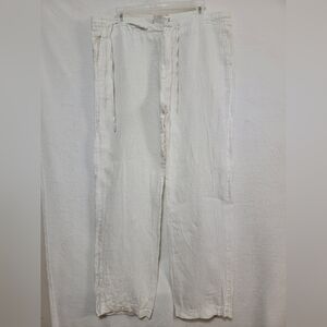 Imperial White 100% Linen Drawstring Pants Mens Size 46 Relaxed Beach Trousers